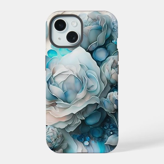 Blauwe Rozen iPhone 15 Hoesje (Achterkant)