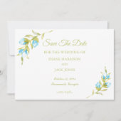 Blauwe Rozen knoppen bruiloft opslaan datum Kaart (Voorkant)