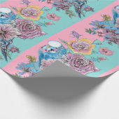 Blauwe Rozen kunstbloemen Waterverf Verpakking Cadeaupapier (Hoek)