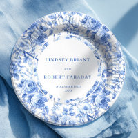 Blauwe Rozen Luxe Trouwpapier Borden