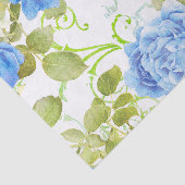 Blauwe  Rozen met Damask Floral Tissuepapier (Detail)