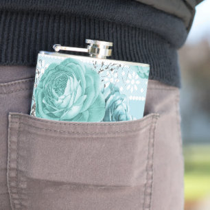 Blauwe Rozen met kant Heupfles