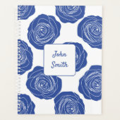 Blauwe Rozen op wit_ Floral Pattern Script Planner (Voorkant)