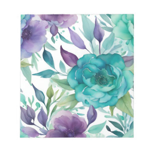 Blauwe Rozen Paarse Waterverf Blooms Notitieblok