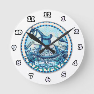 Blauwe Rozen Rocking Horse klok