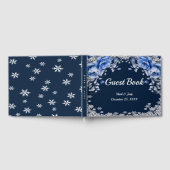 Blauwe Rozen Sneeuwvlok Kerstbruiloft Gastenboek (Volledig)