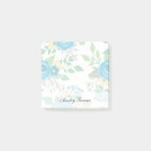 Blauwe Rozen & vergeet-me-Nots aangepaste naam Post-it® Notes (Voorkant)