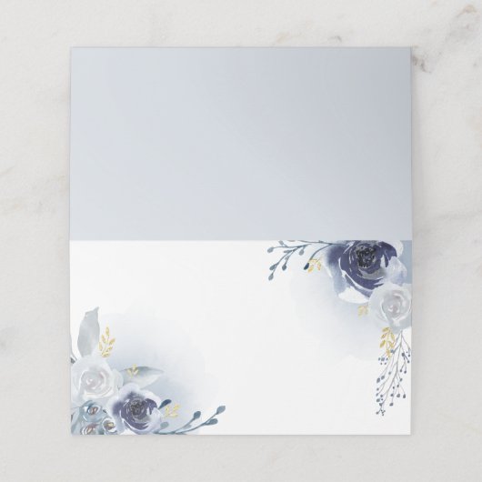 Blauwe rozen waterverf (Buitenkant ongevouwen)