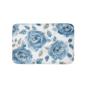 Blauwe Rozen Waterverf Botanische Bloemen Bloemstu Badmat