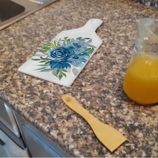 Blauwe Rozen Waterverf Snijbord Snijplank