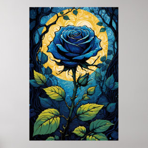 Blauwe Rozen wijnstokken 3 Poster