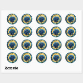 Blauwe Rozen wijnstokken 3 Ronde Sticker (Vel)
