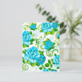 Blauwe Rozen Witte achtergrond Briefkaart (Staand voorkant)