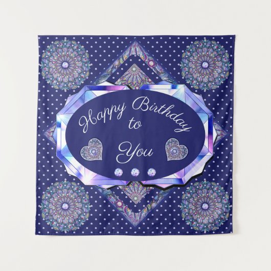 Blauwe rozenkrans tapijt wandkleed (Voorkant)