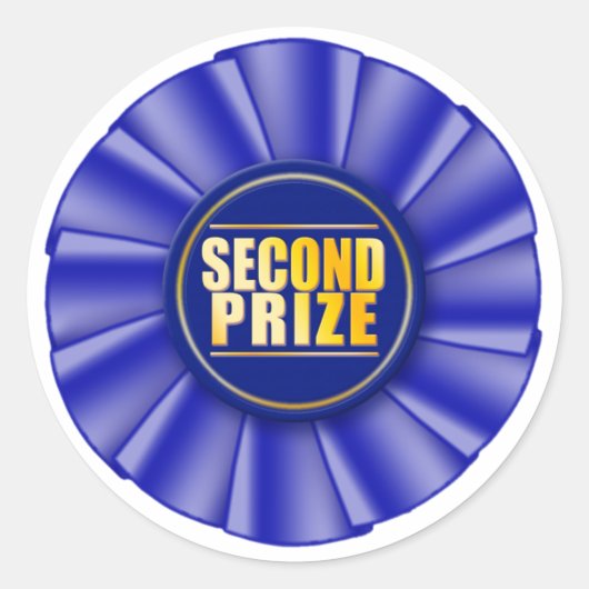 Blauwe rozet tweede prijs sticker (Voorkant)
