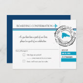 Blauwe RSVP-instapkaart naar Dominicaanse Republie RSVP Kaartje (Voorkant / Achterkant)
