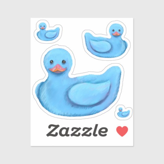 Blauwe Rubber Eenden Sticker (Vel)