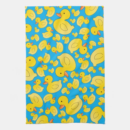 Blauwe rubbereenden uit de lucht theedoek (Verticaal)
