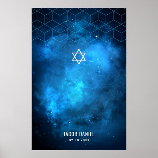Blauwe ruimteas Galaxy Bar Mitzvah Sign In Board P Poster (Voorkant)