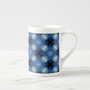 Blauwe ruimtelijke geometrie porselein kop