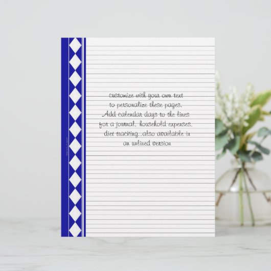 blauwe ruitpagina's, aanpassen met je eigen tekst (Staand voorkant)