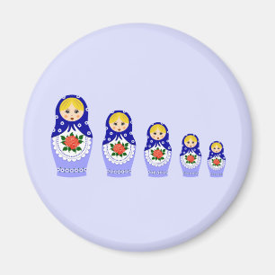 Blauwe russische matryoshka nestpoppen magneet
