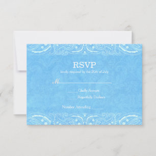 Blauwe Rustieke Paisley Country Western Huwelijks RSVP Kaartje