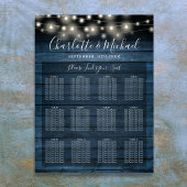 Blauwe rustieke String Lights Bruiloft Zittafel Gr Poster