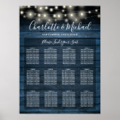 Blauwe rustieke String Lights Bruiloft Zittafel Gr Poster (Voorkant)
