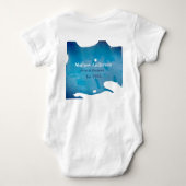 Blauwe rustieke waterverf jeans textuur voeg naam romper (Achterkant)