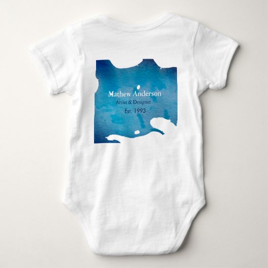 Blauwe rustieke waterverf jeans textuur voeg naam romper (Achterkant)