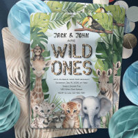 Blauwe Safari dieren, Twins Wild een 1e verjaardag