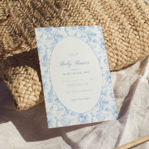 Blauwe Safari Toile De Jouy Jongens Baby Shower