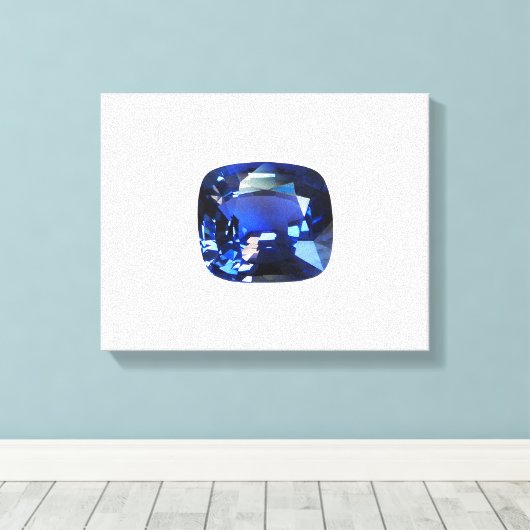 Blauwe saffier canvas afdruk (Insitu (Houten vloer))