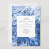 Blauwe Saffier Edelsteen Illusie Huwelijksuitnodig Kaart (Voorkant)