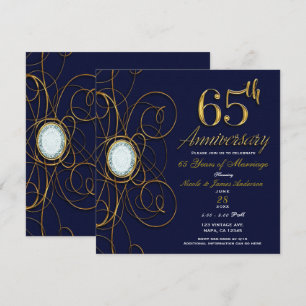 Blauwe saffier & gouden diamant 65 65e verjaardag kaart