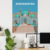 Blauwe Sakhi-tempelmoskee in Kabul, Afghanistan Poster (Thuiskantoor)