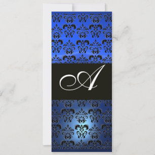 BLAUWE SAPPHIERE EN ZWARTE DAMASTEN MONOGRAM , wit Kaart
