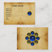 BLAUWE SAPPHIRE MON,GRAY AGATA-perkament, goud Visitekaartje (Voorkant / Achterkant)