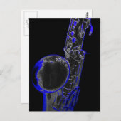 Blauwe sax briefkaart (Voorkant / Achterkant)