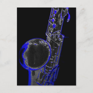 Blauwe sax briefkaart