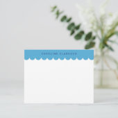 Blauwe Scallop Border Modern Stationery notitiekaa Kaart (Staand voorkant)