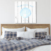Blauwe Scallop Shell Canvas Afdrukken (Insitu (Slaapkamer))