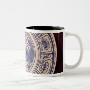 Blauwe schaal, afkomstig van een late Ming Export Tweekleurige Koffiemok