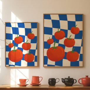 Blauwe Schachbrettomatenposter Poster