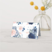 Blauwe schaduw bloemen blush boho bruiloft (Achterkant)