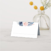 Blauwe schaduw bloemen blush boho bruiloft (Voorkant)