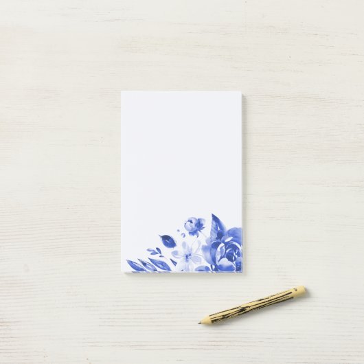 Blauwe schaduw post-it® notes (Op bureau)