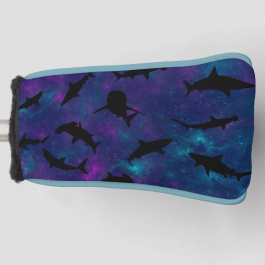 blauwe schaduw vis haai op gradiënt galaxy Space Golfheadcover (Voorkant)