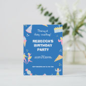 Blauwe schattige ijspizza verjaardagsfeest (Staand voorkant)